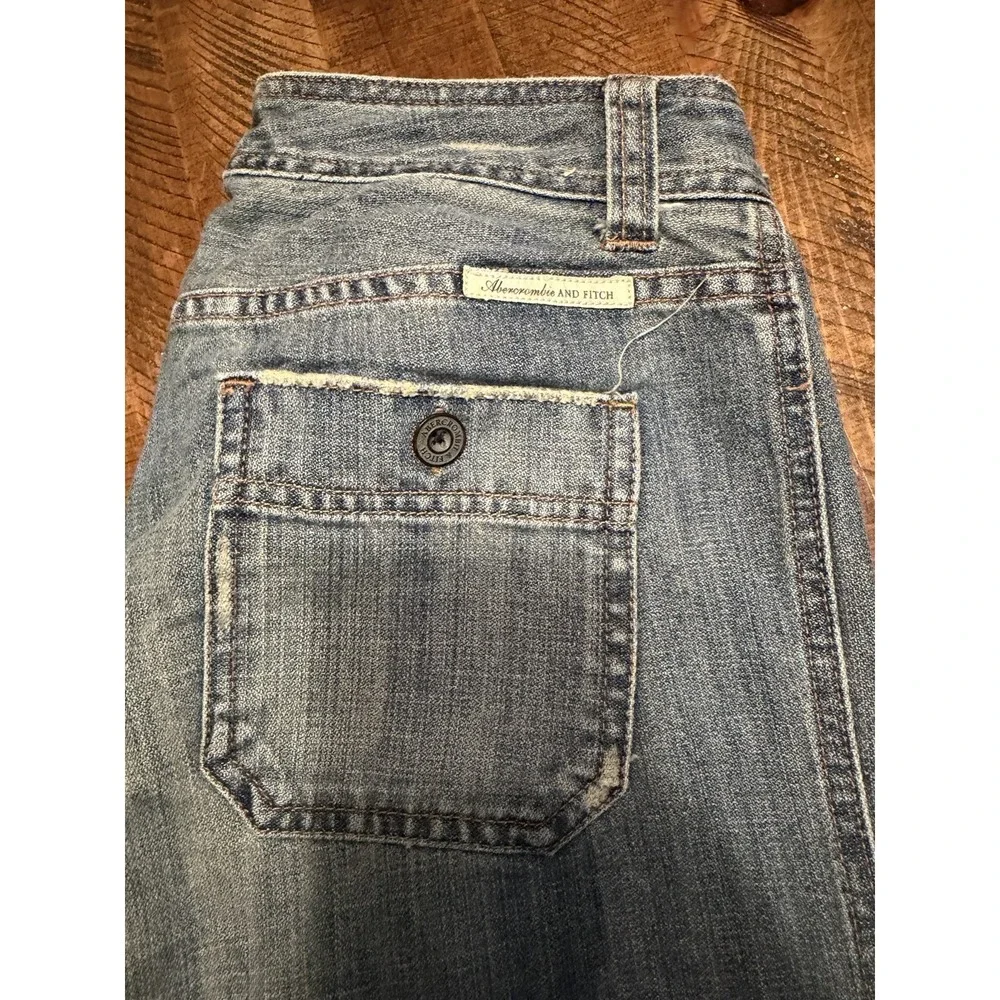Vintage Abercrombie Fitch Y2K Flare Jeans Dark Wash Button Flap Pocket Size 4